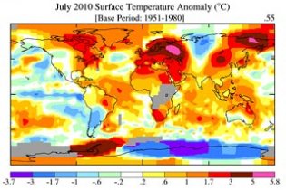 NASA опубликовало глобальную температурную карту